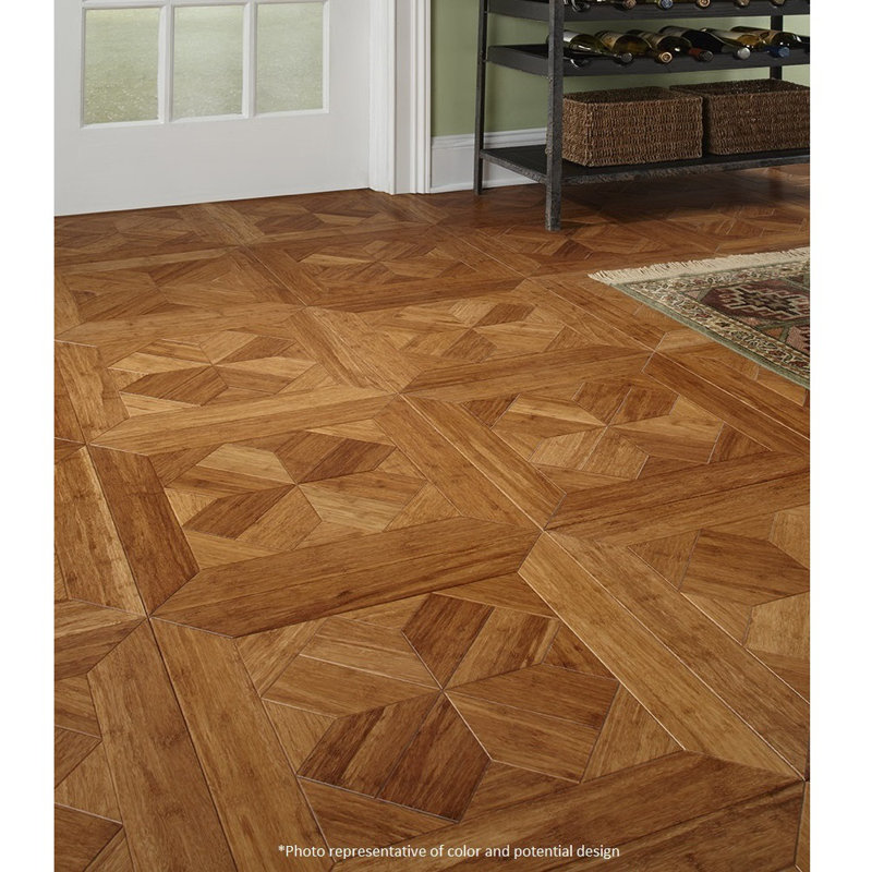 Islander Flooring 15.75" Engineered Bamboo Wood Parquet Hardwood Flooring in Versailles